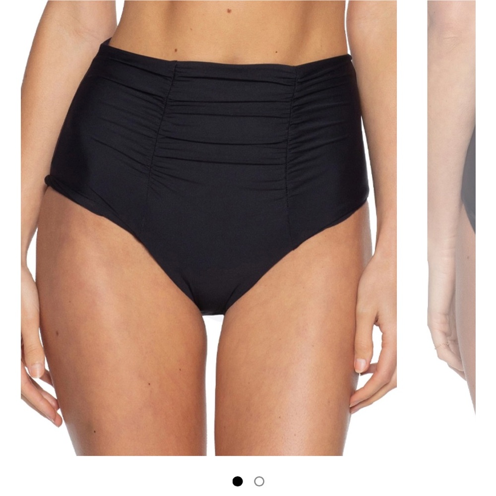 BECCA BIKINI BOTTOM!Black Ruched High Waist Bikini Bottom
